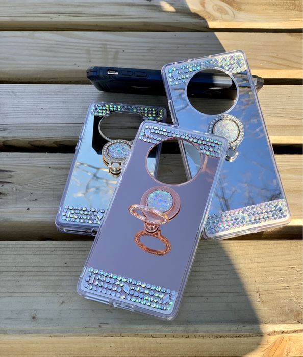 Husa oglinda, pietricele + inel pt. Huawei P40 Lite 5G , Mate 40 Pro