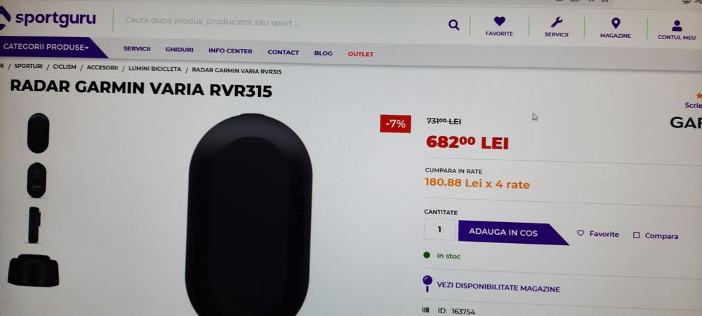 Radar bicicleta garmin cu accesori varia, RVR 315