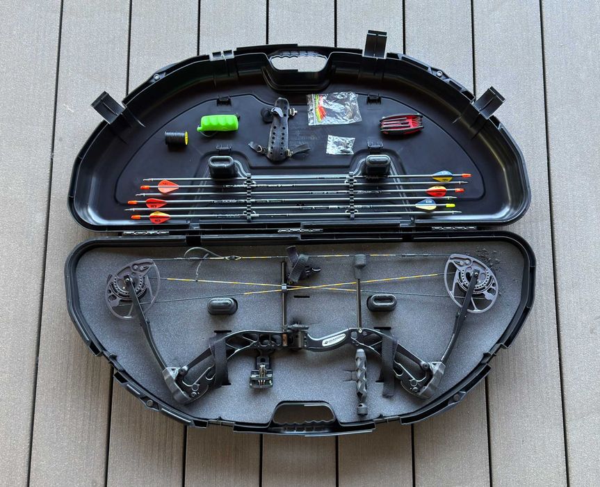 Pachet Complet Arc Compound RTS Diamond by Bowtech Edge 320, release Spot Hogg Whipper Snapper, sageti, stativ, accesorii, cutie transport