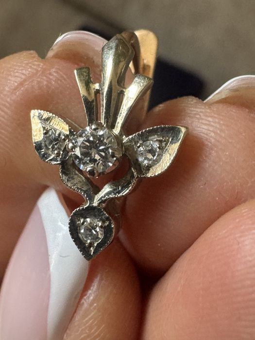 Серьги золото 583 СССР с бриллиантами