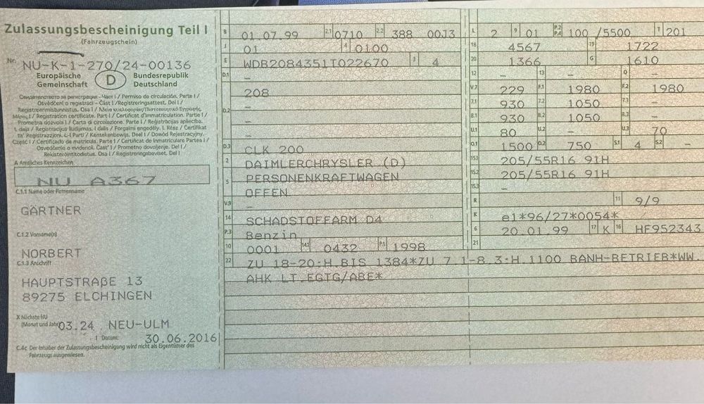 Vand Mercedes CLK  200 Fabricatie 1998