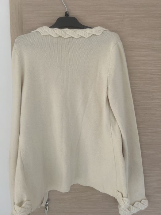 Cardigan , jacheta S, Luisa Spagnoli, cu fermoar, ecru, lana si casmir