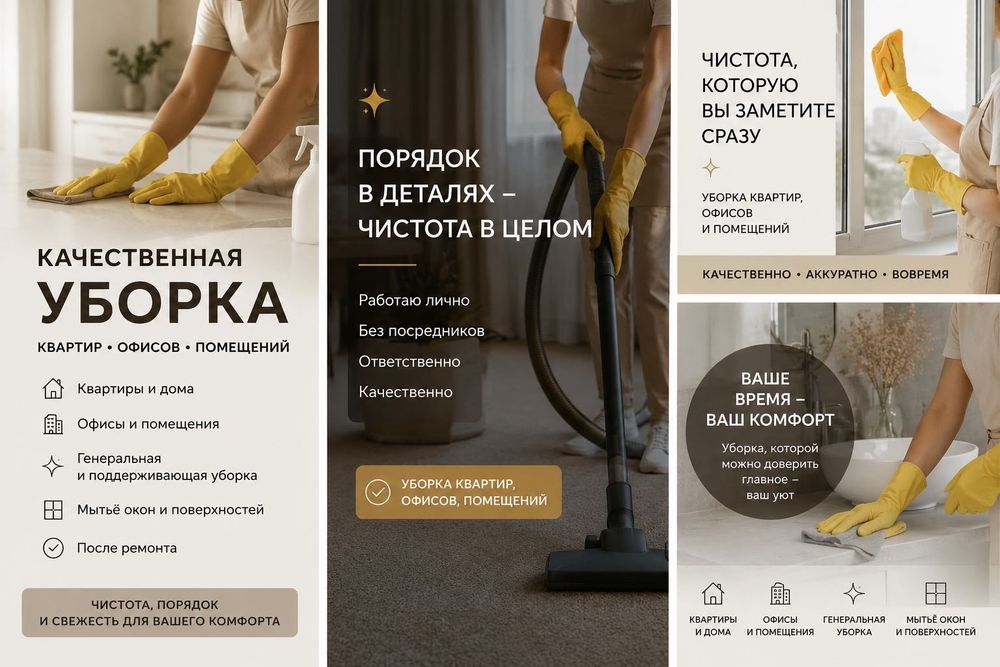 Качественная уборка квартир, домов, офисов