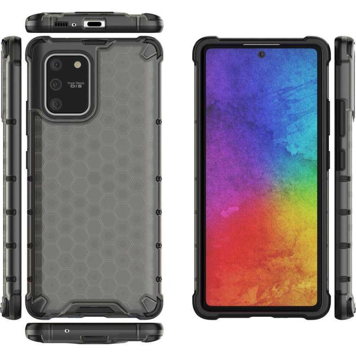 Husa carcasa telefon mobil Samsung Galaxy S10 Lite - Gel TPU Honeycomb Shock-proof Black CUBZ