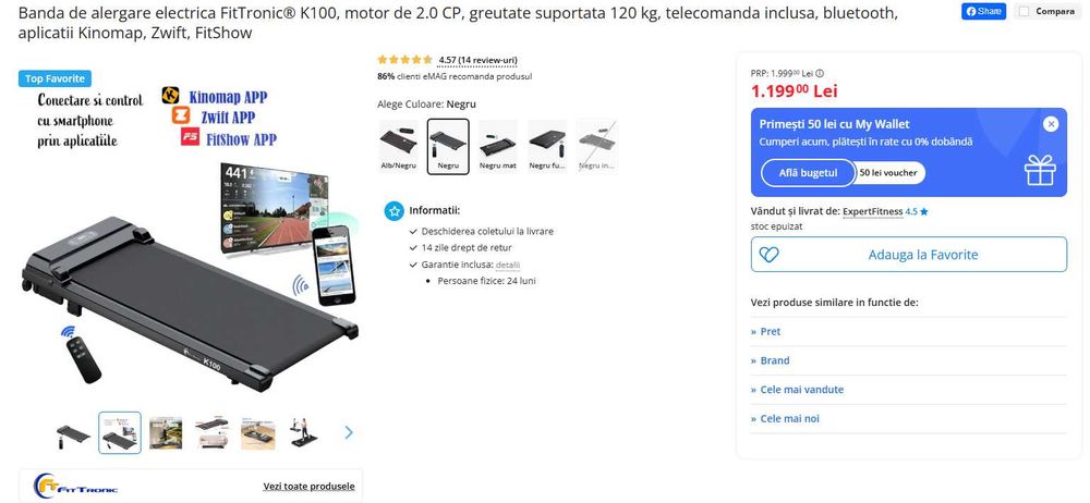 Banda de alergare/mers electrica FitTronic K100