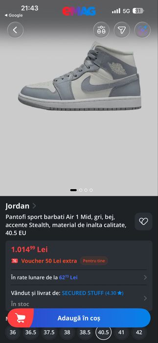 Jordan 1 air Mid Stealth