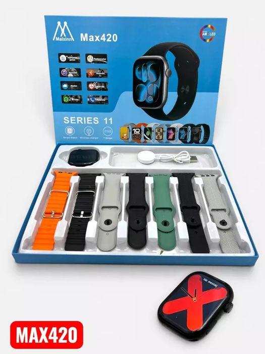 Smart Watch Maixinn Max Series 11, AMOLED ekran, 7 ta remen bilan