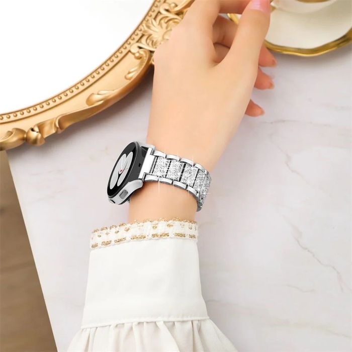 Каишка от неръждаема стомана с камъчета за Huawei | Samsung 18mm