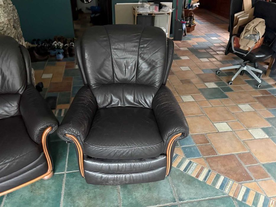 Кожена гарнитура от естествена кожа – 3+1+1, масивна