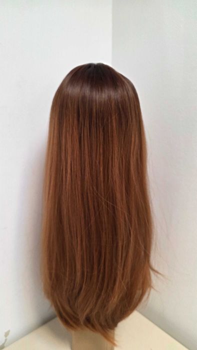 Perucă Haircube lungă dreaptă castaniu arămiu / roșcat – breton lateral