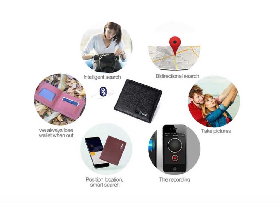 Portofel inteligent din piele naturala, GMO, Smart Lab, cu GPS si Blth