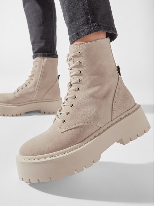 Ghete bocanci piele naturala Steve Madden bej