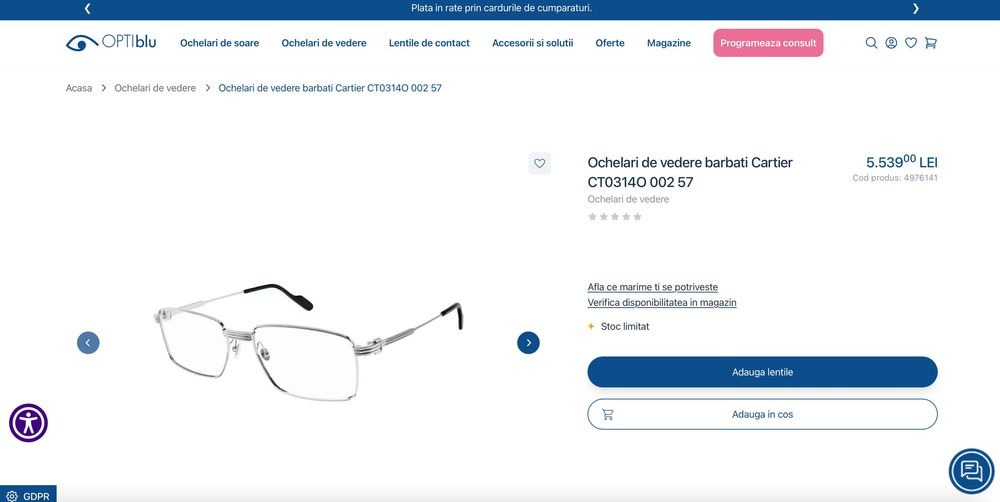 Rame ochelari vedere Cartier CT0314O 002