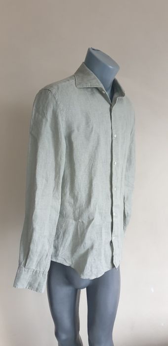 Boggi Milano Len/ Лен Regular Fit Mens M ОРИГИНАЛ! Мъжка Ленена Риза.