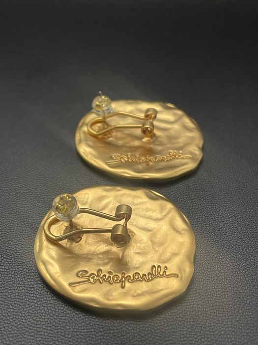 Модерни Големи, авангардни обеци/клипсове  с емайл «Schiaparelli”