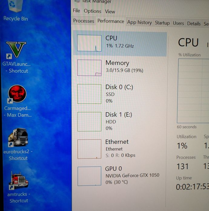 Pc /Unitate Gaming i5-3470 16 gb. 256 SSD. GTX 1050