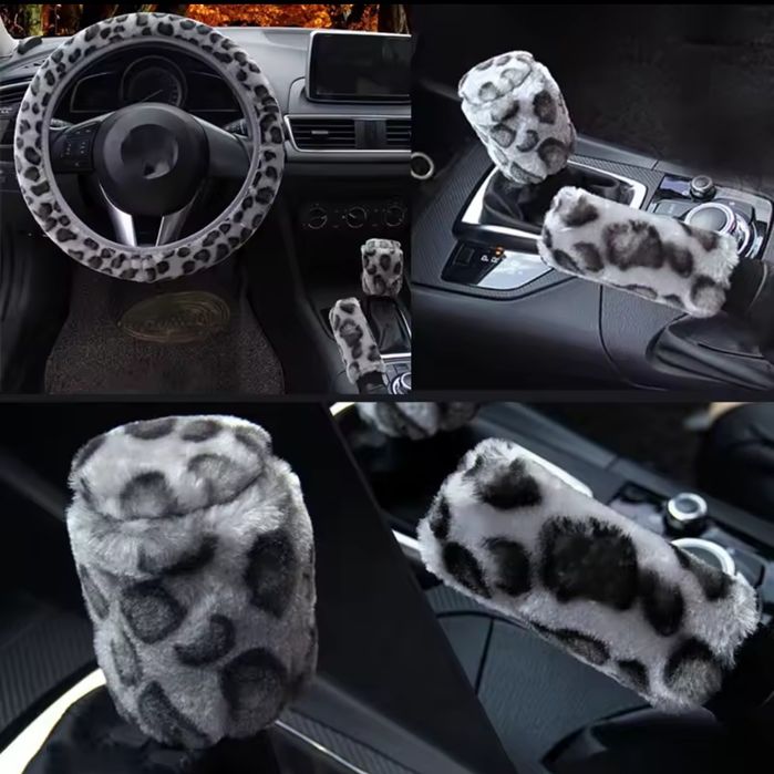 Husa volan Puf Blăniță / Husa volan leopard universala