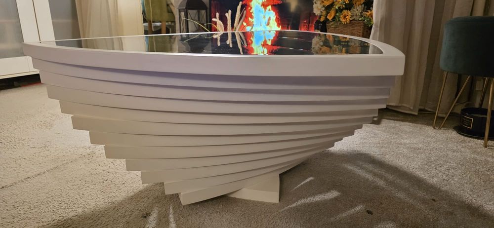 Masă living design modern, sticlă securizată