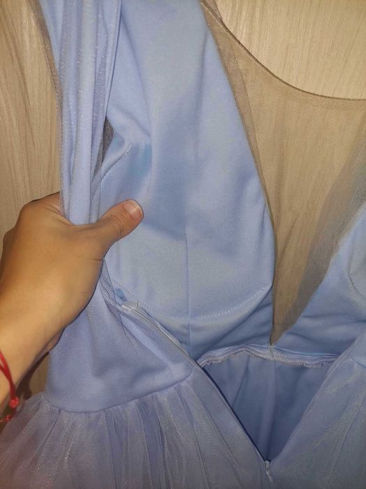 Официална коктейлна рокля небесно синя