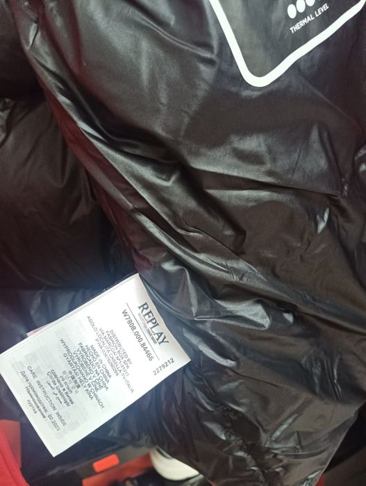 Оригинално дамско яке Replay XS S ново зимно червено пухено