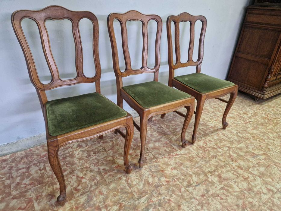 6 броя трапезни столове бял дъб в стил "ЛУИ XV"