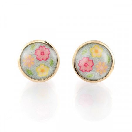 Cercei copii aur 14k Rotunzi cu floricele