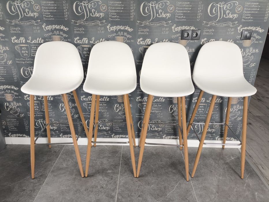 Scaun bar, culoare alb cu stejar!