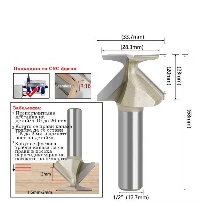 Фрезер за направа канал за сглобка с огъване R18, 4008