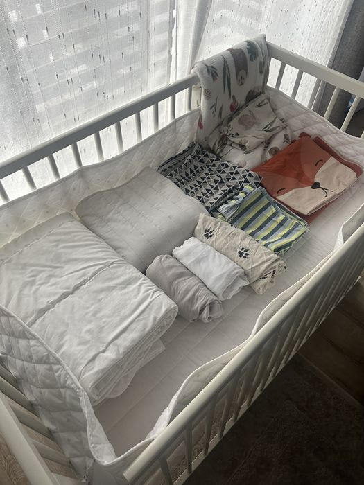 Pătuț IKEA GULLIVER + saltea cocos VYSSA + protecții – set complet