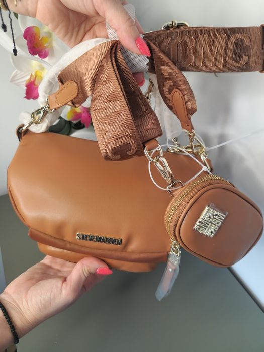 Оригинална дамска чанта Steve Madden - Кафява с кристали