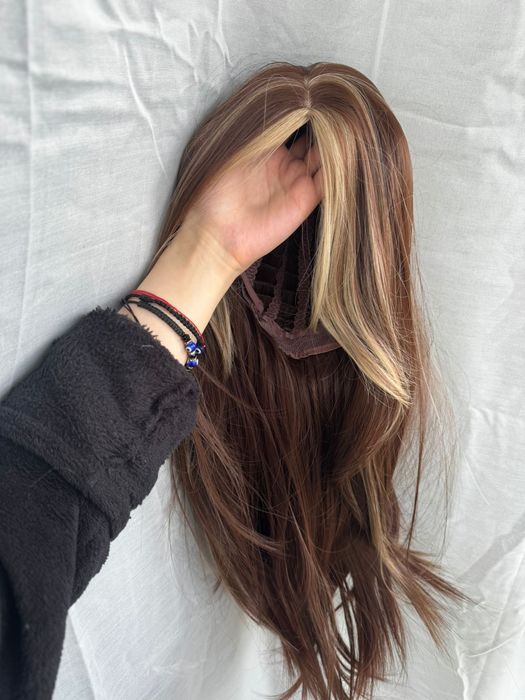 НОВА Кафява естествена перука! 100% високо качество