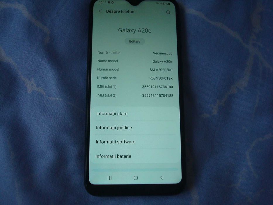 Dual sim Samsung Galaxy A20E,3 GB Ram,32 GB