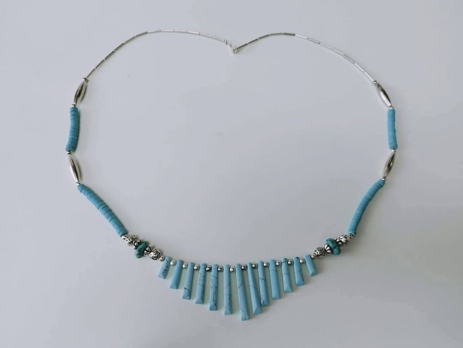 Vechi colier/lant NAVAJO din argint de 925, cu pietre turcoaz