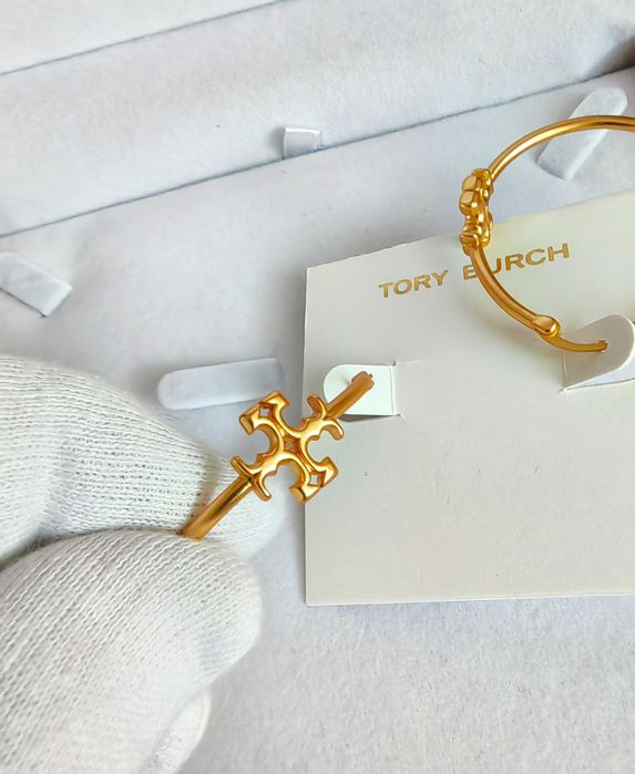 Позлатени обеци на Tory Burch - Eleanor hoop earrings