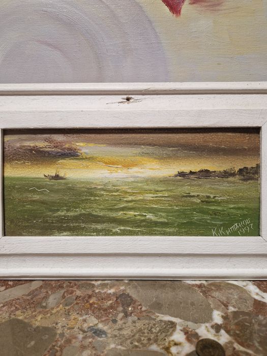 Прекрасна антикварна картина масло фазер Куню Китанов Ки