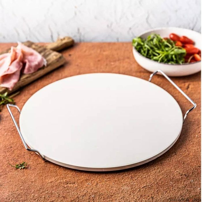 Tava pizza pentru coacere si servire, diametru 33 cm, alba, Klausberg