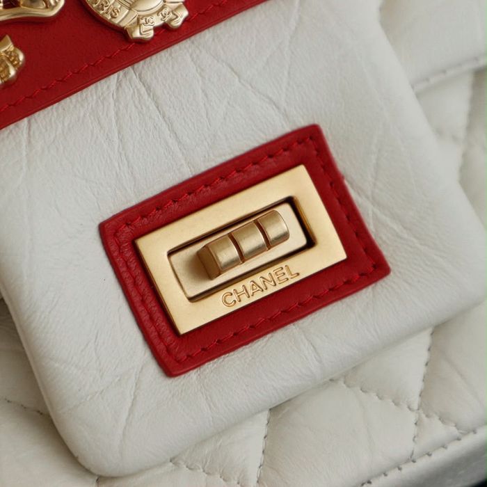 Geanta Chanel White Paris-Moscow double flap pe comanda