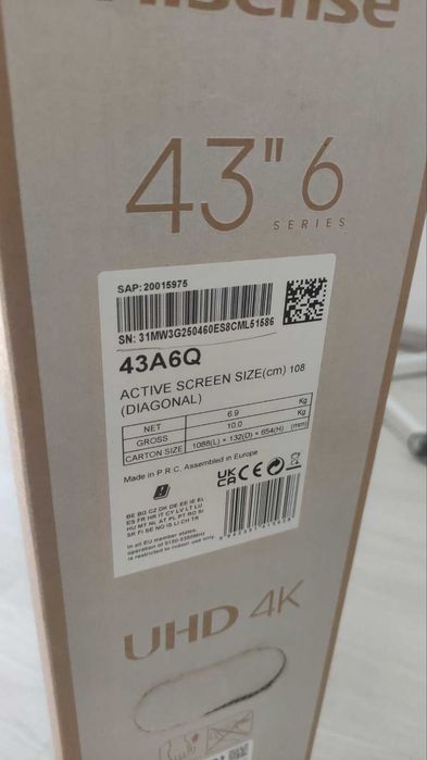 TV Hisense 43,6'' 2025г 43A6Q ударен дисплей