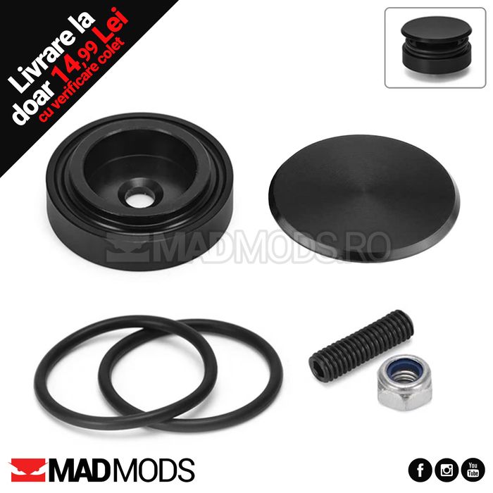 Set Dop anulare stergator luneta, Aluminiu, Negru, 4cm, Universal