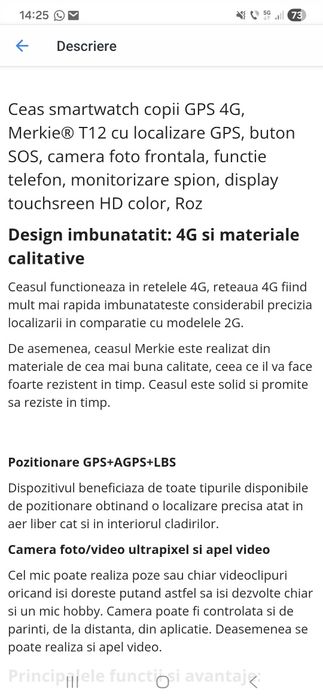 Vand smartwatch copii Merkie T12