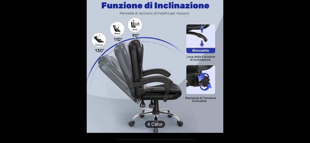 Офис стол черна кожа