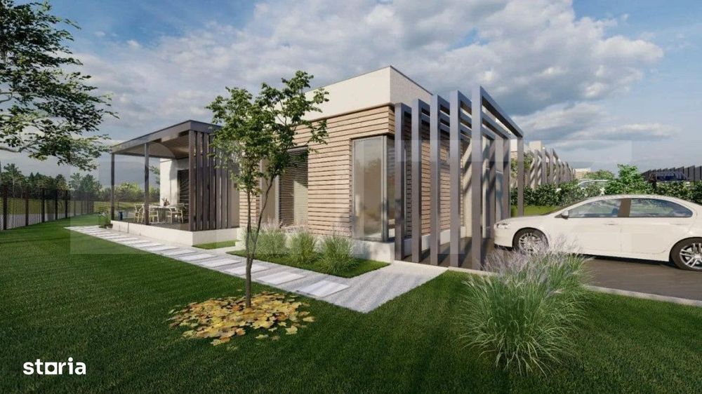 Casa noua mediteraneana, 3 camere, 105 mp utili, teren 630 mp, drum pr