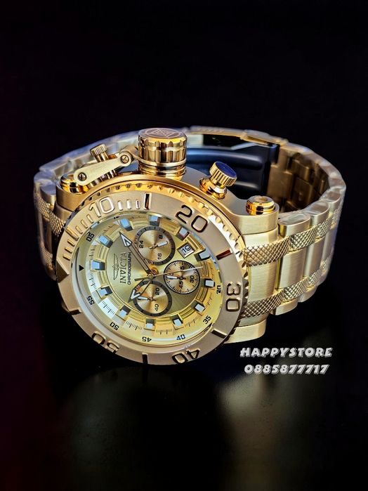 INVICTA Chrono Full metal Gold 52 mm, Инвикта нов ръчен часовник