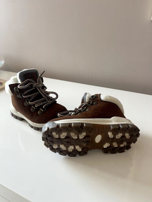 Детски зимни боти от набук цвят карамел - размер 23