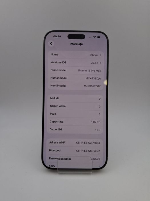 Iphone 16 Pro Max 1Tb 100% Amanet BKG