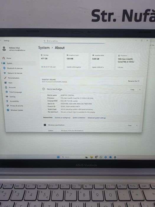 Laptop ASUS VivoBook 15 i3-1315U -N-