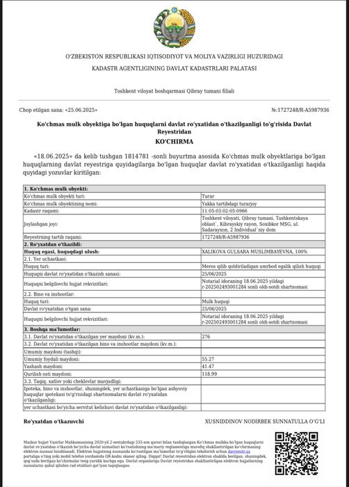 Uy joy sotiladi 3 xona 2.76 sotka