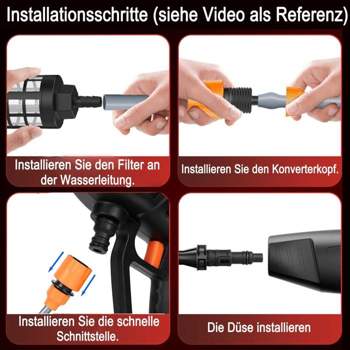 Аксесоари за акумулаторна водоструйка – маркуч, накрайници