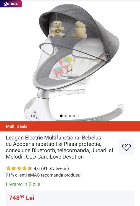 Leagăn electric multifuncțional