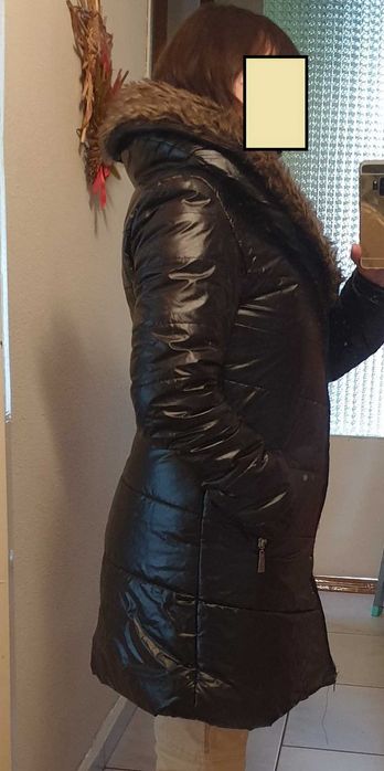 Geaca lunga de iarnă, groasa, de fas, neagra, S/M